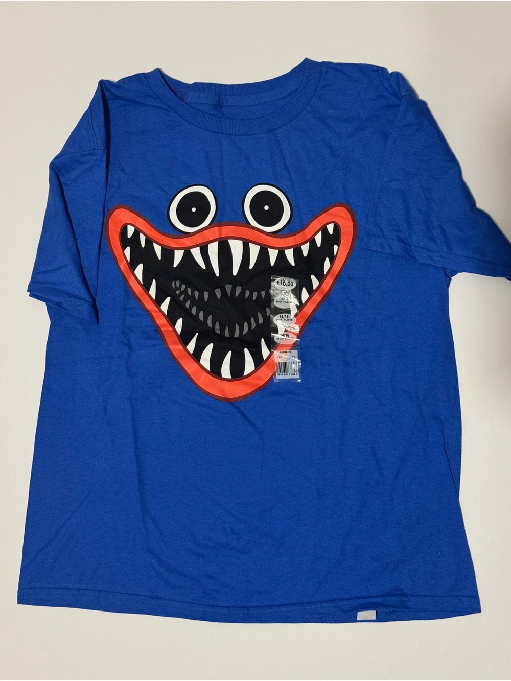 Poppy Playtime Kids Royal Blue Monster Mouth Graphic Tee Featuring Huggy Wuggy